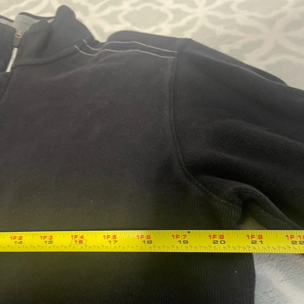 St Johns Bay Mens Quarter Zip‎ Pullover Sweatshirt Black Cotton Blend L
